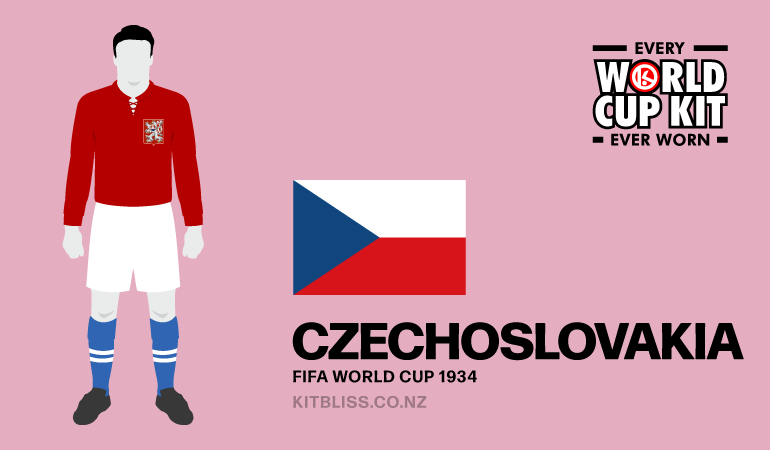Graphic showing the Czechoslovakia home kit worn during the 1934 FIFA World Cup.
