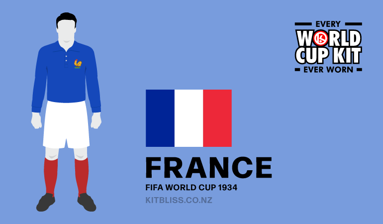 Graphic showing the France home kit worn during the 1934 FIFA World Cup.