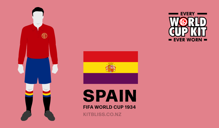 Graphic showing the Spain home kit worn during the 1934 FIFA World Cup.