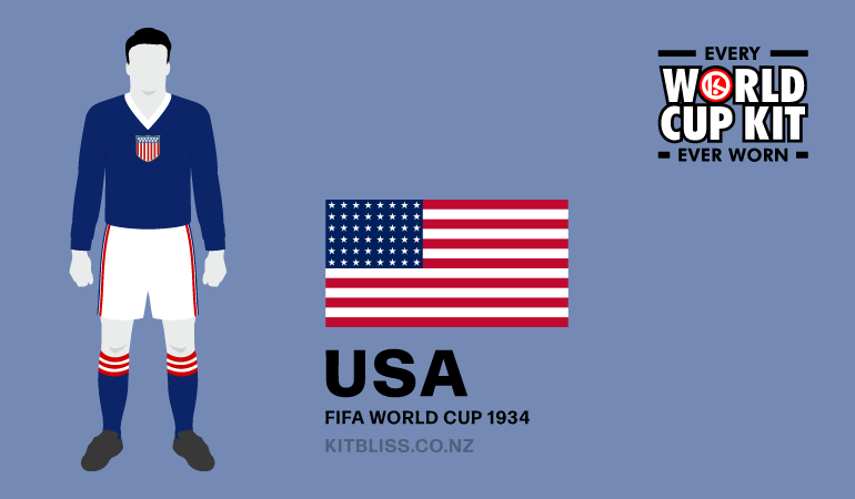 Graphic showing the USA home kit worn during the 1934 FIFA World Cup.