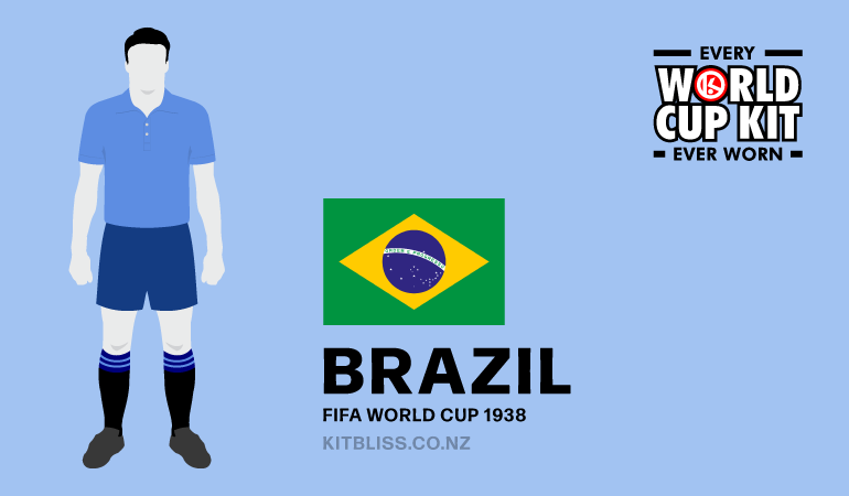 Graphic showing the Brazil change kit worn during the 1938 FIFA World Cup.
