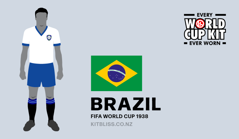 Graphic showing the Brazil home kit worn during the 1938 FIFA World Cup.