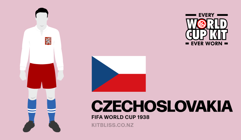 Graphic showing the Czechoslovakia away kit worn during the 1938 FIFA World Cup.