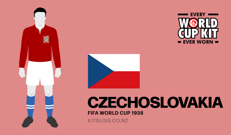 Graphic showing the Czechoslovakia home kit worn during the 1938 FIFA World Cup.
