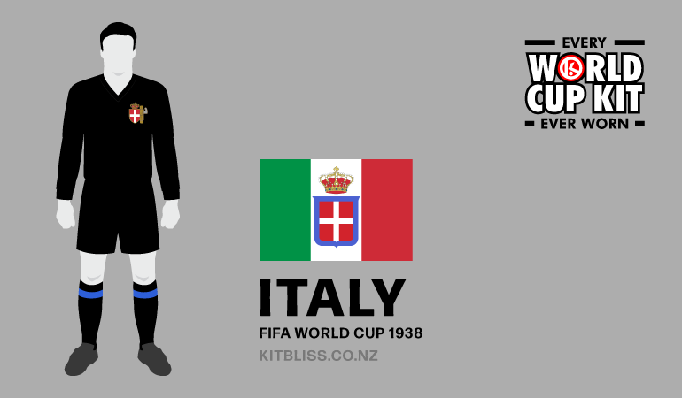 Graphic showing the Italy away kit worn during the 1938 FIFA World Cup.