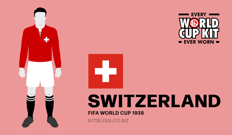 Graphic showing the Switzerland home kit worn during the 1938 FIFA World Cup.