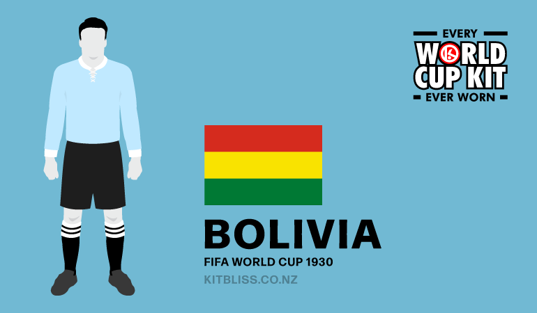 Graphic showing the Bolivia change kit worn during the 1930 FIFA World Cup.