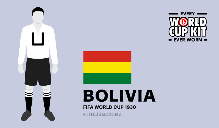 Graphic showing the Bolivia home kit worn during the 1930 FIFA World Cup.