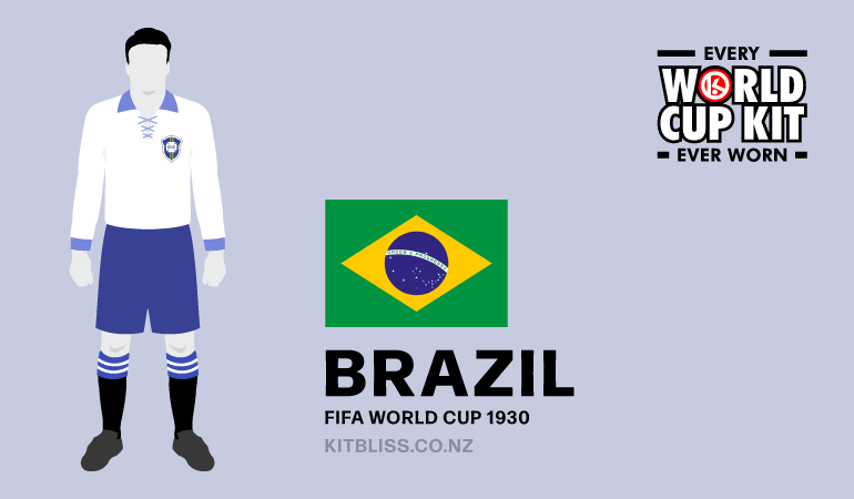 Graphic showing the Brazil home kit worn during the 1930 FIFA World Cup.