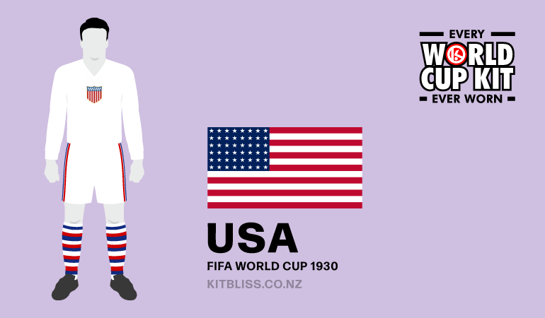 Graphic showing the USA home kit worn during the 1930 FIFA World Cup.