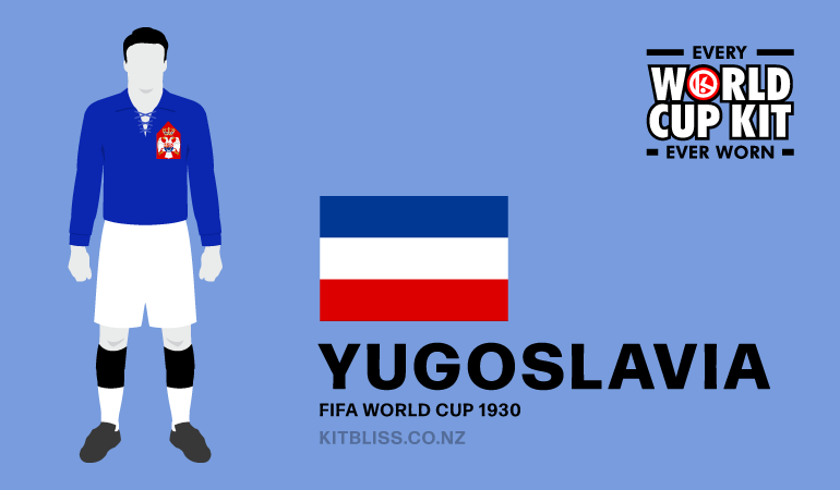 Graphic showing the Yugoslavia home kit worn during the 1930 FIFA World Cup.